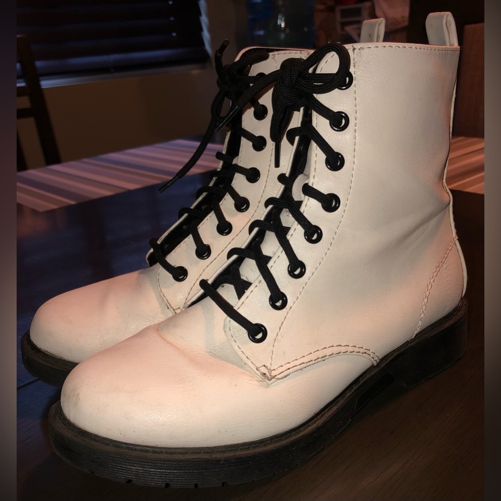 White combat boots